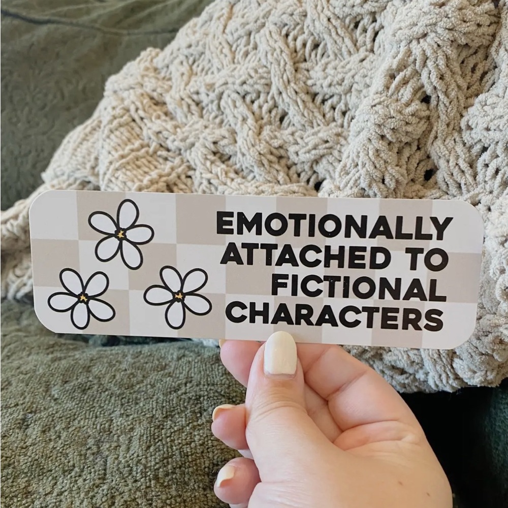📚 Title:
“Emotionally Attached to Fictional Characters” Aesthetic Bookmark